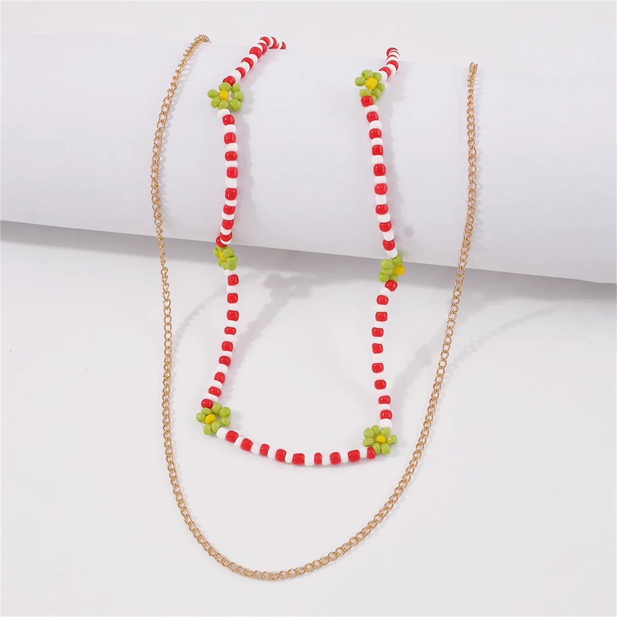Red Howlite & 18K Gold-Plated Mum Station Necklace Set