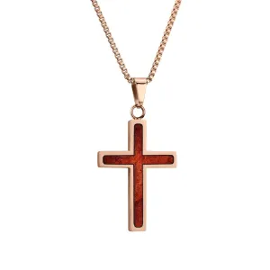Redwood Cross Necklace - Rose Gold