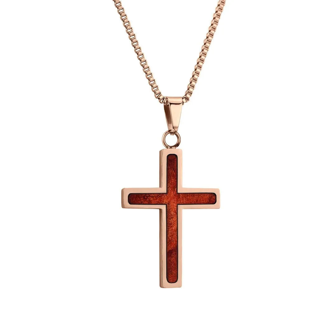 Redwood Cross Necklace - Rose Gold