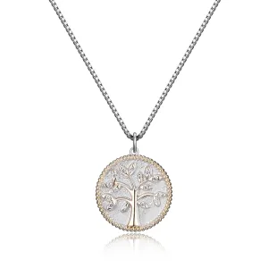 Reign Sterling Silver & Gold Plated Sterling Silver CZ Tree of Life Necklace