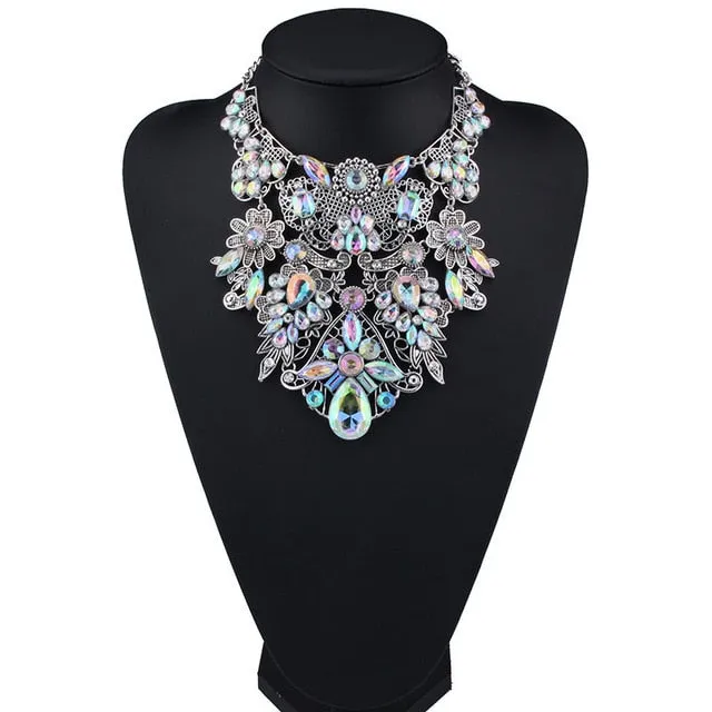 Rhinestone Multicolored Bohemian  Chunky Collar Women Necklace