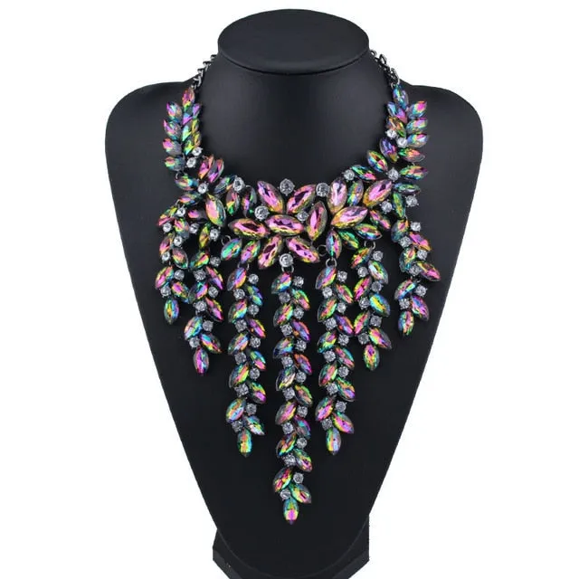 Rhinestone Multicolored Bohemian  Chunky Collar Women Necklace