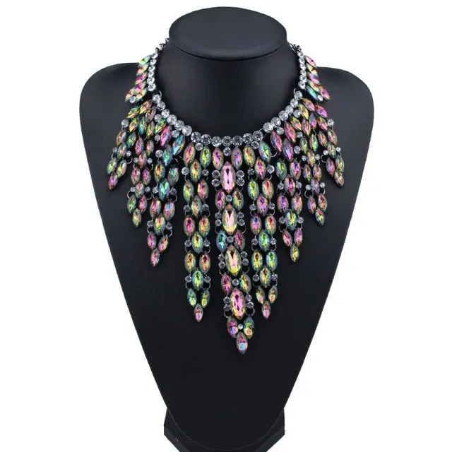 Rhinestone Multicolored Bohemian  Chunky Collar Women Necklace