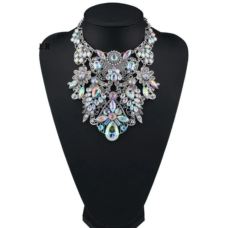 Rhinestone Multicolored Bohemian  Chunky Collar Women Necklace