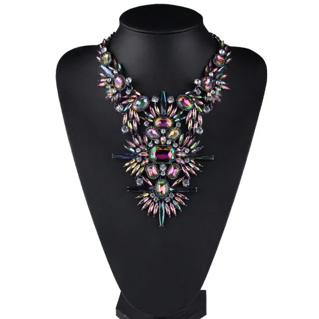 Rhinestone Multicolored Bohemian  Chunky Collar Women Necklace