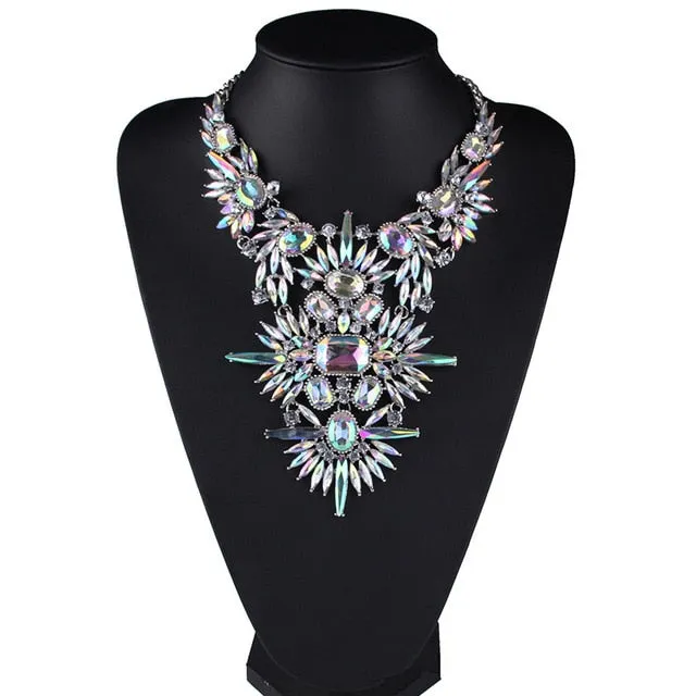 Rhinestone Multicolored Bohemian  Chunky Collar Women Necklace