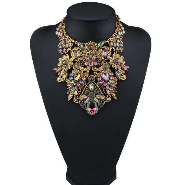 Rhinestone Multicolored Bohemian  Chunky Collar Women Necklace
