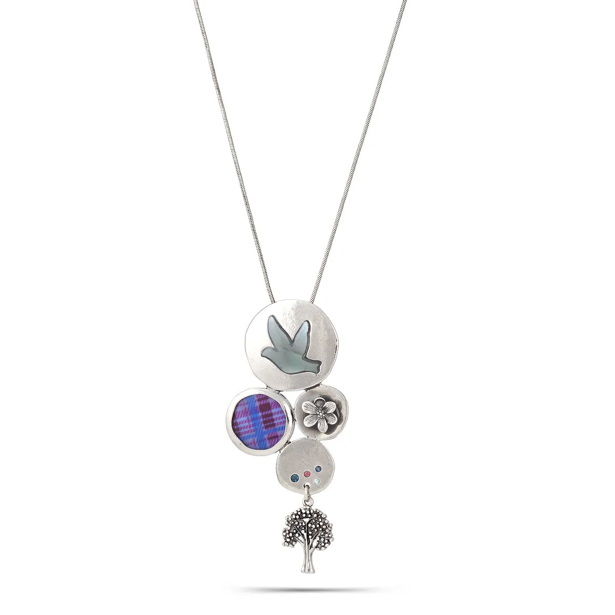 RHODIUM TONE PURPLE  NECKLACES #222PP1201 (ID1)