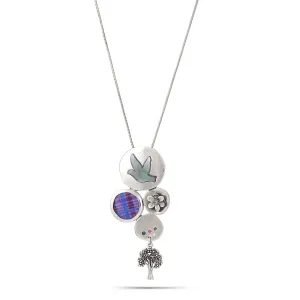 RHODIUM TONE PURPLE  NECKLACES #222PP1201 (ID1)