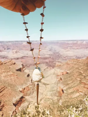 Rhodonite and Druzy Quartz Necklace