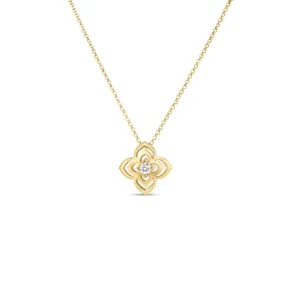 Roberto Coin 18k Yellow Gold Medium Diamond Flower Necklace
