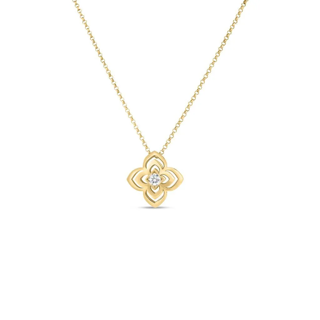 Roberto Coin 18k Yellow Gold Medium Diamond Flower Necklace