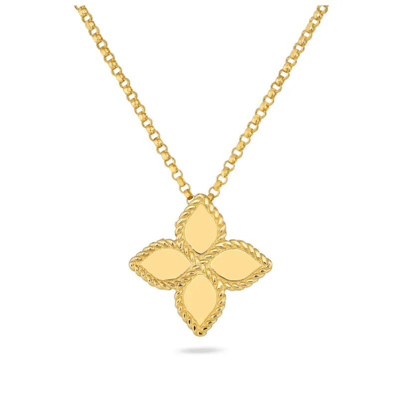 Roberto Coin 18k Yellow Gold Princess Flower Medium Necklace