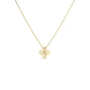 Roberto Coin 18k Yellow Gold Small Diamond Flower Necklace