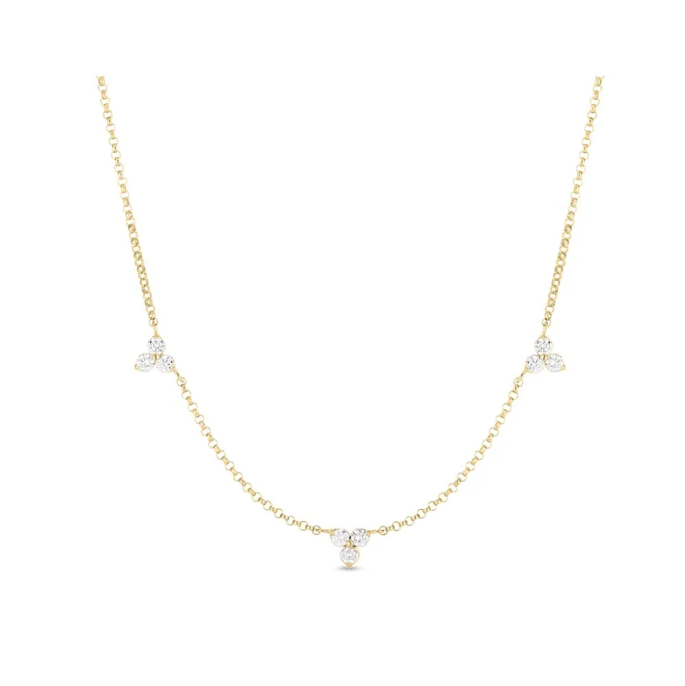 Roberto Coin Diamonds by the Inch 3 Station Flower Necklace