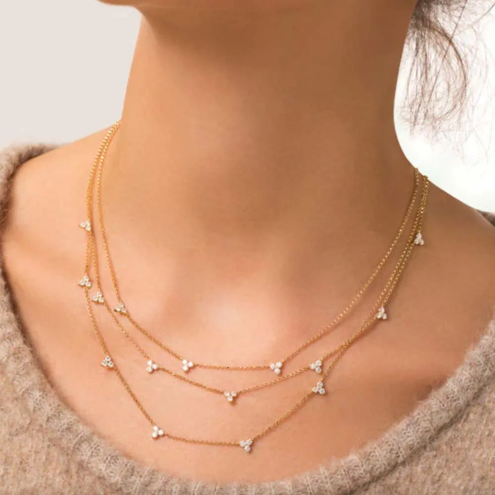 Roberto Coin Diamonds by the Inch 3 Station Flower Necklace