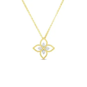 Roberto Coin Princess Flower 18K Yellow Gold Small Principessa Flower Necklace with Diamonds