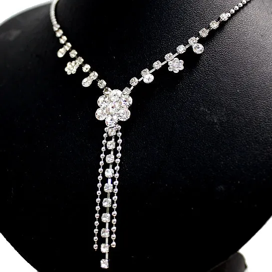 Romantic Gifts For Girlfriend Crystal Earring Tassel Necklace Set