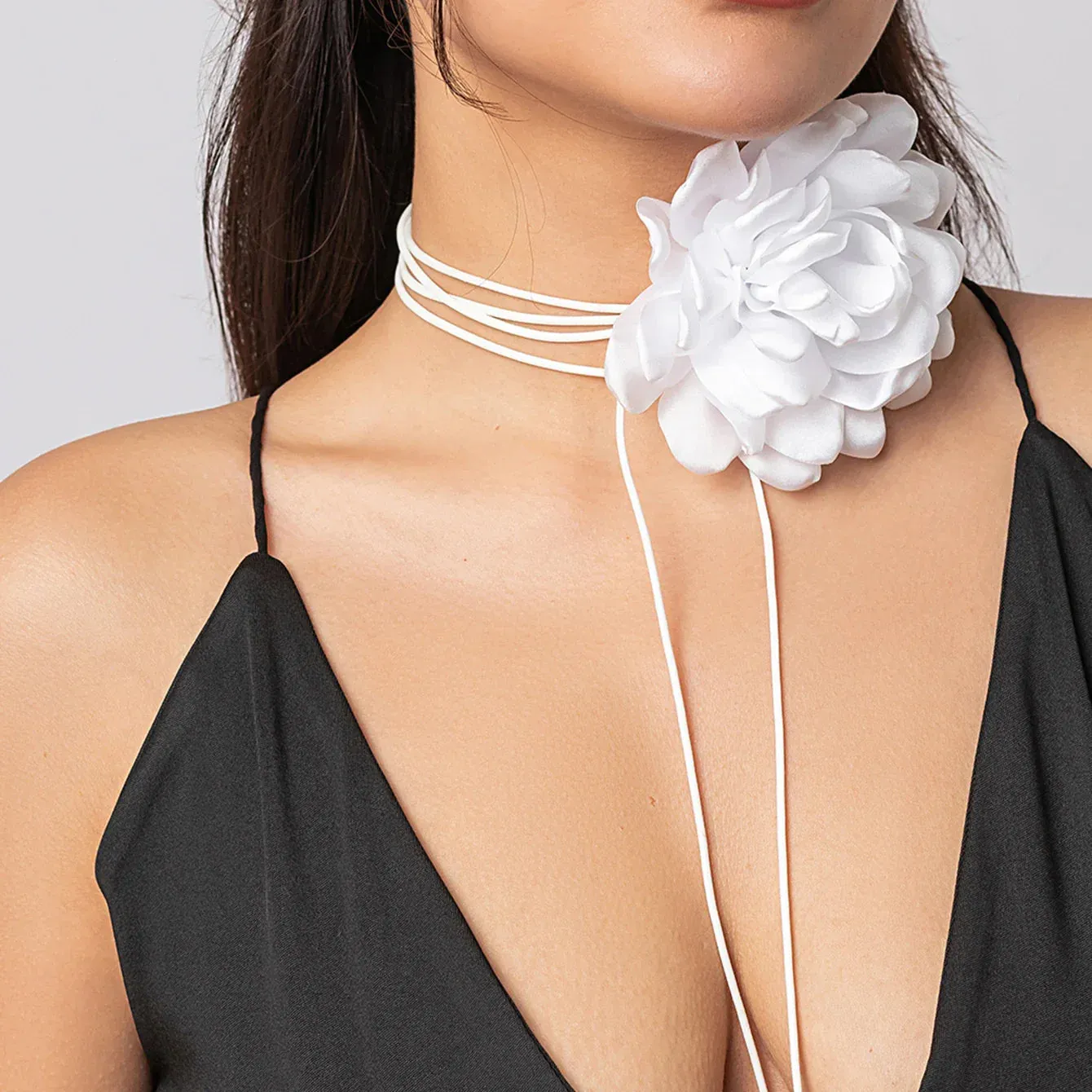 Romantic Gothic Big Rose Flower Clavicle Chain Necklace for Women Ladies Korean Fashion Adjustable Rope Choker Y2K Accessories