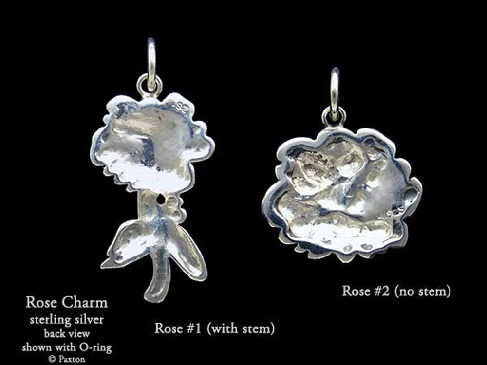 Rose Flower Charm Necklace Sterling Silver
