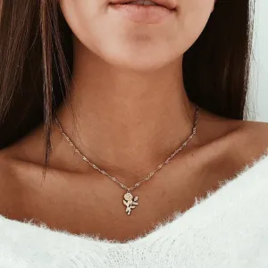 Rose Flower Pendant Vintage Necklace