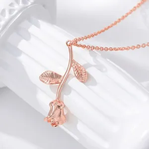 Rose Flower Stainless Steel Beauty and the Beast Women Pendant Necklace