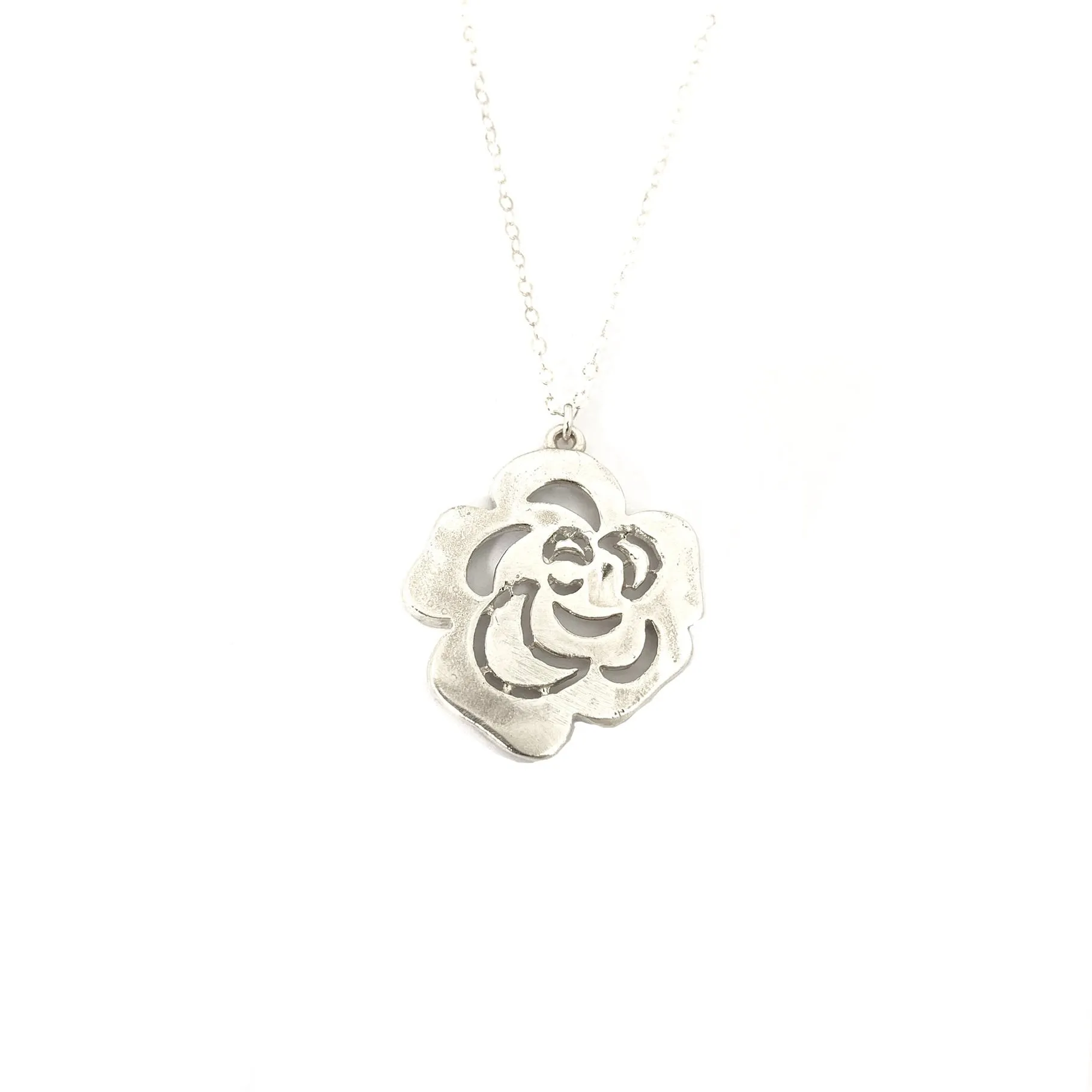 Rose Flower Sterling Silver .925 Chain Necklace