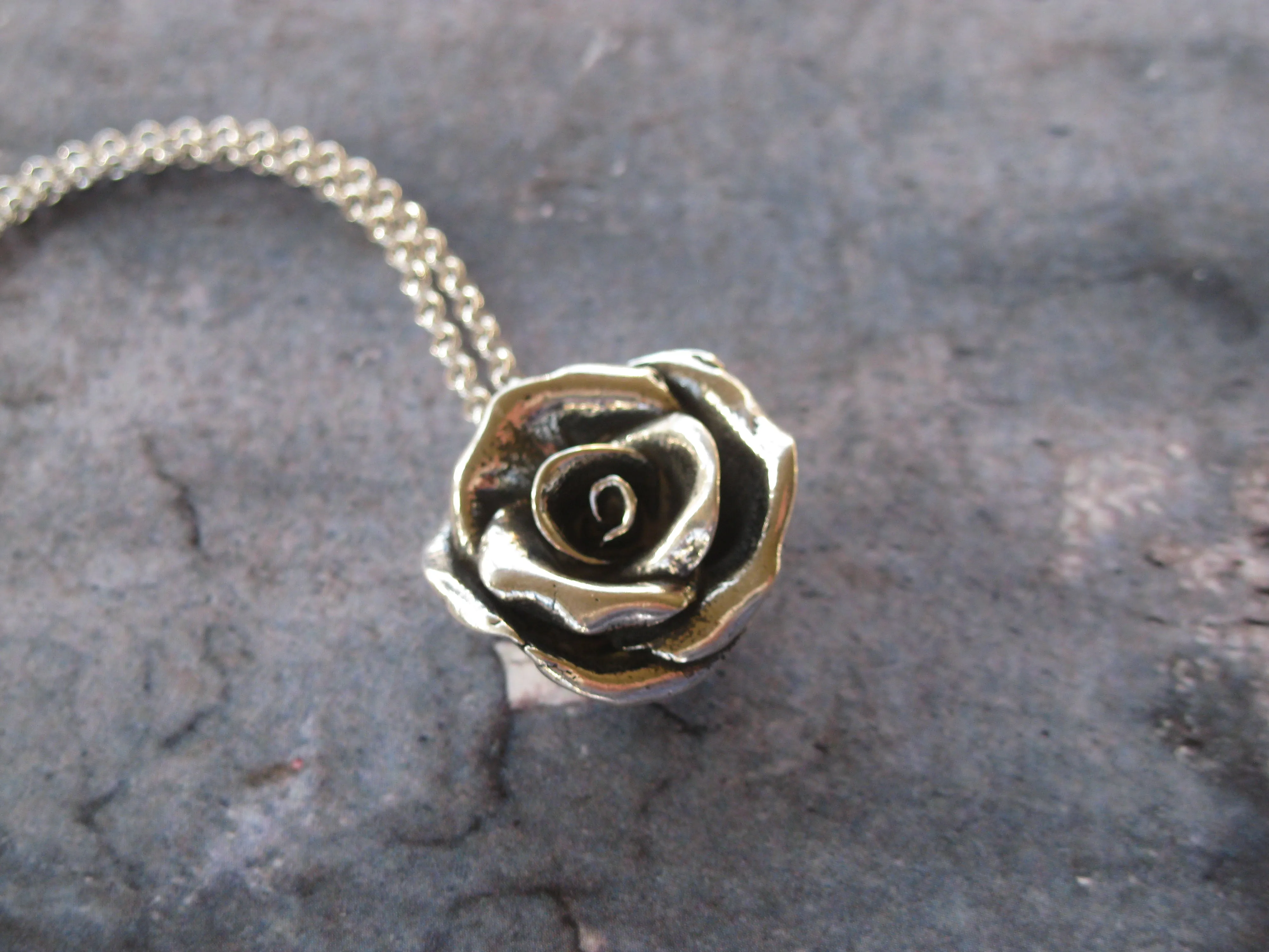 Rose Necklace One of a Kind Hand-Sculpted Sterling Silver