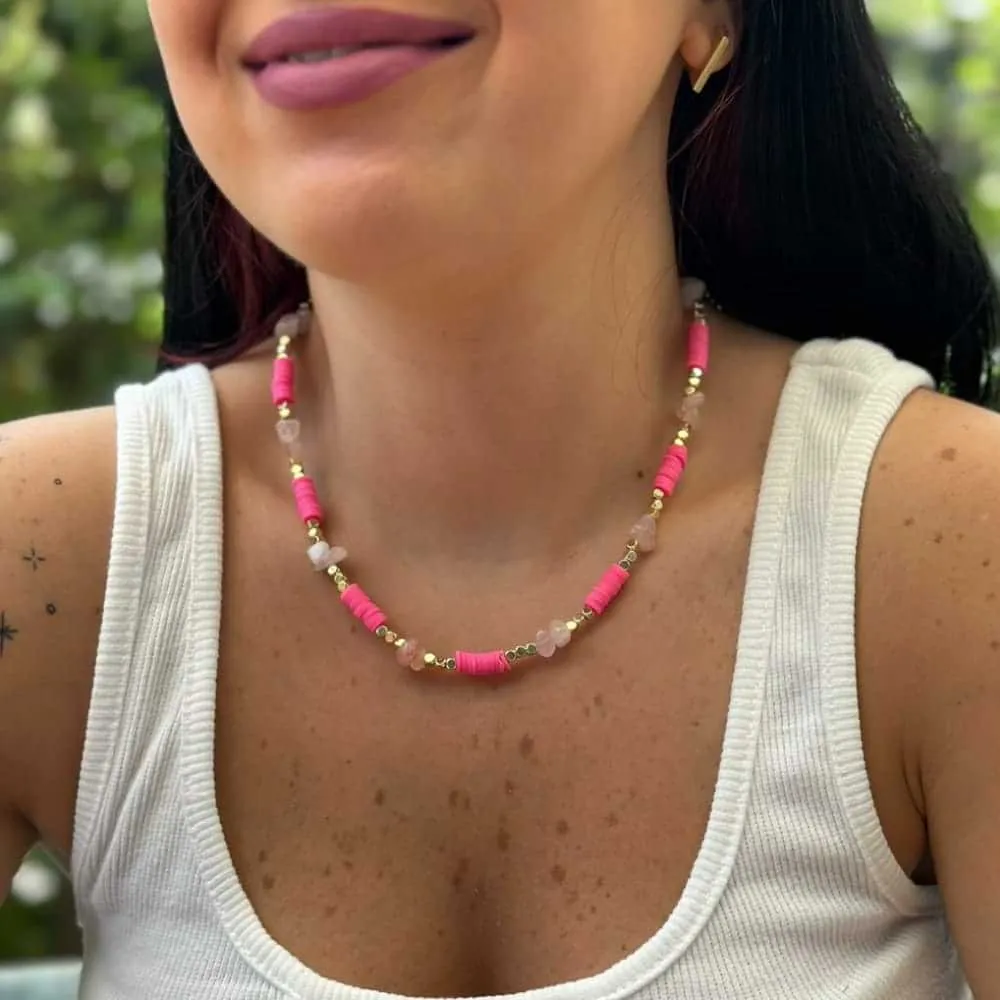 Rose Quarts Beads Necklace