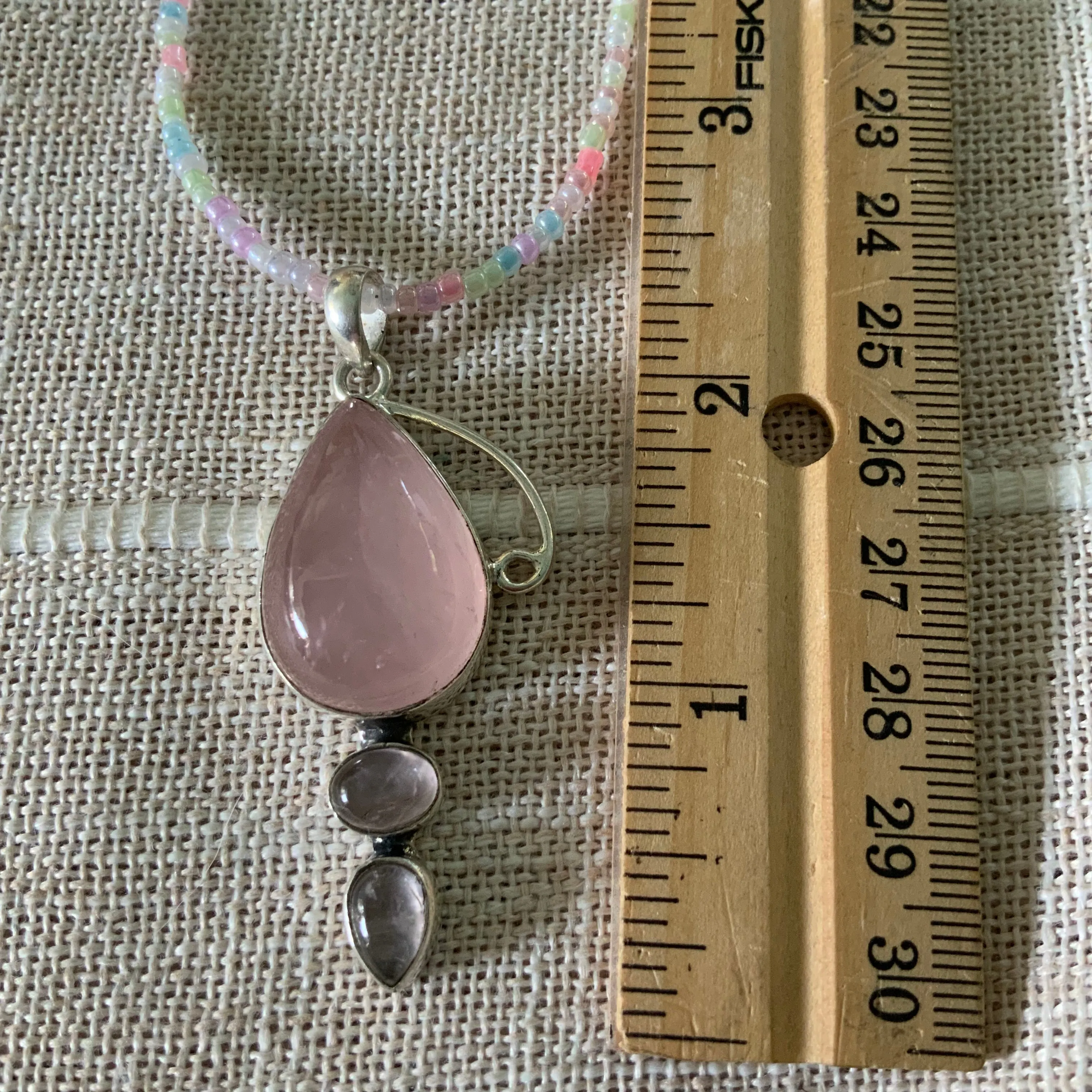 Rose Quartz & Pearl Solid 925 Sterling Silver Pendant Necklace
