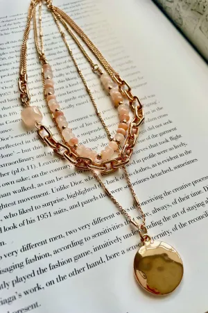 Rose Quartz and Gold Necklace