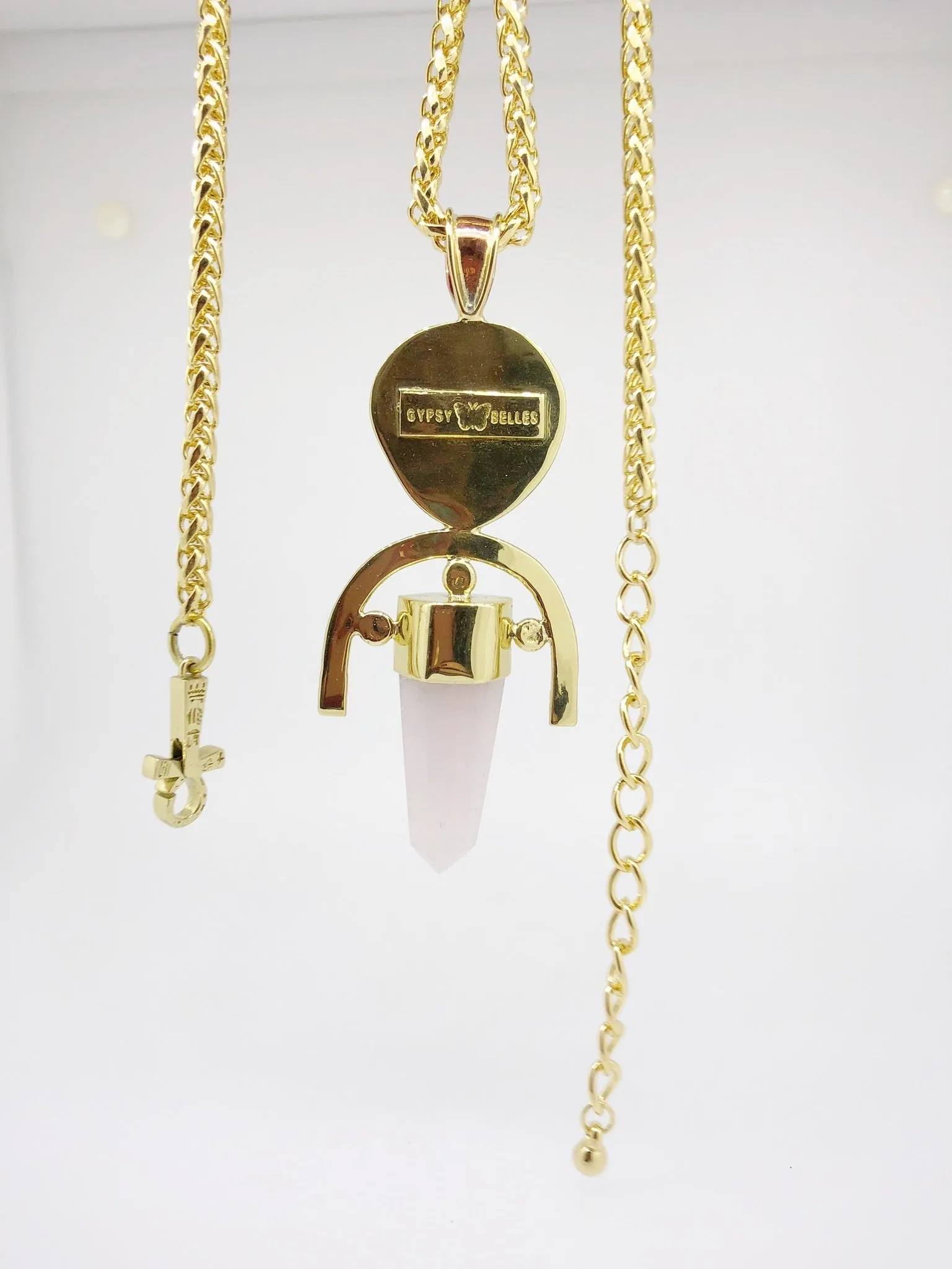 ROSE QUARTZ   Aventurine Double Gemstone Pendulum / Amulet ROUGH DOUBLE GEMSTONE PENDULUM PENDANT