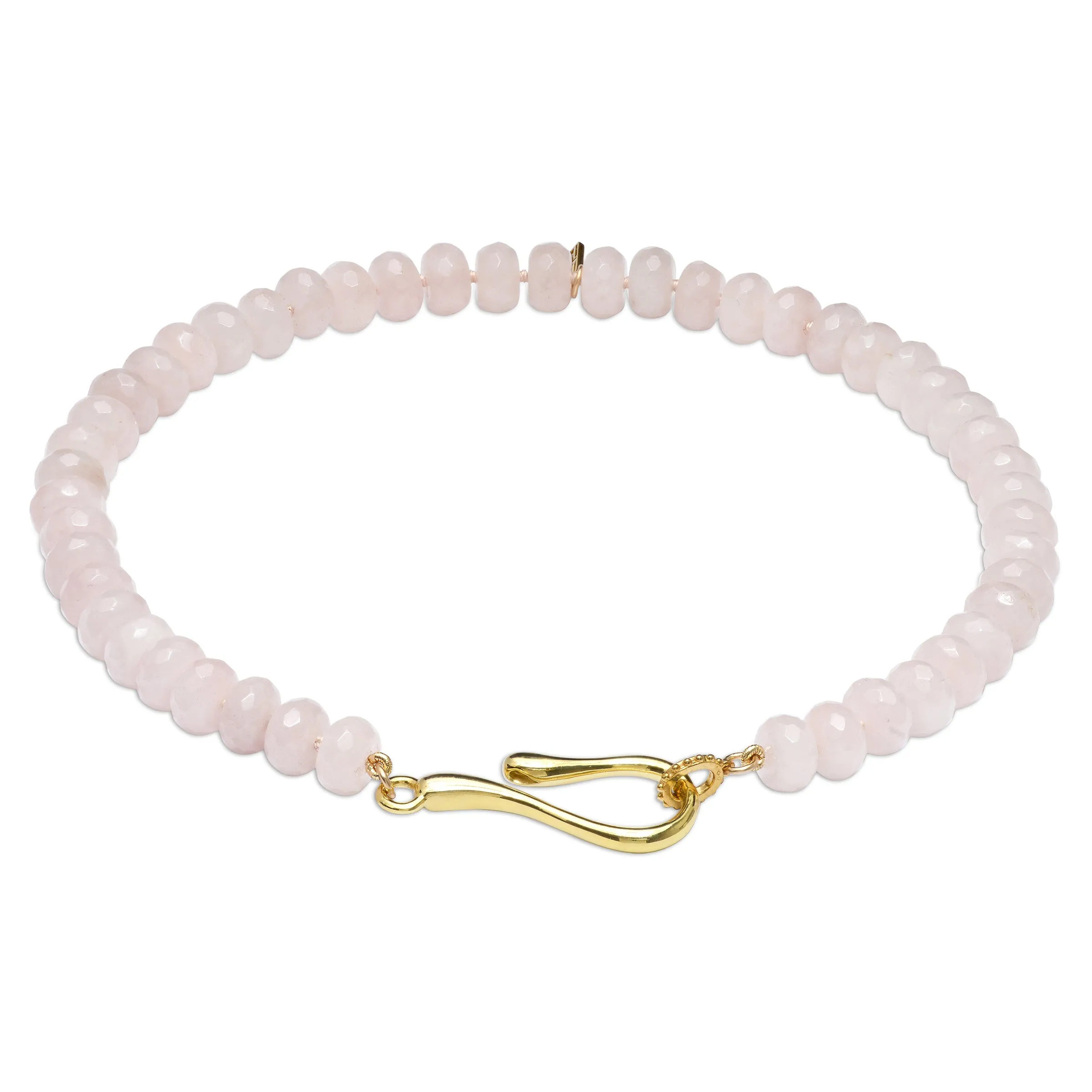 Rose Quartz Large Hook   Loop Necklace