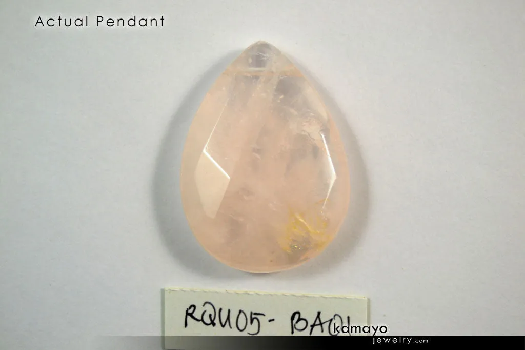 ROSE QUARTZ NECKLACE - Faceted Teardrop Pendant and Natural Beads