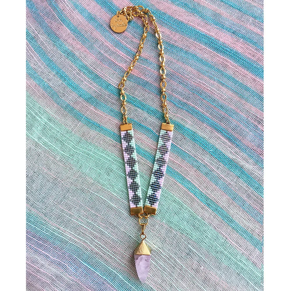 Rose Quartz Pendant Necklace by Shh by Sadie - British Designer Jewelry for Summer