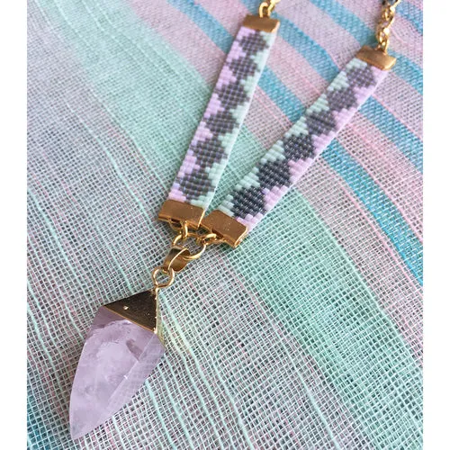 Rose Quartz Pendant Necklace by Shh by Sadie - British Designer Jewelry for Summer