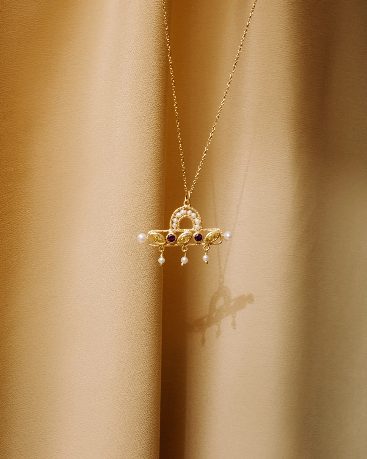 Roxanne pendant with amethyst, citrine and pearl