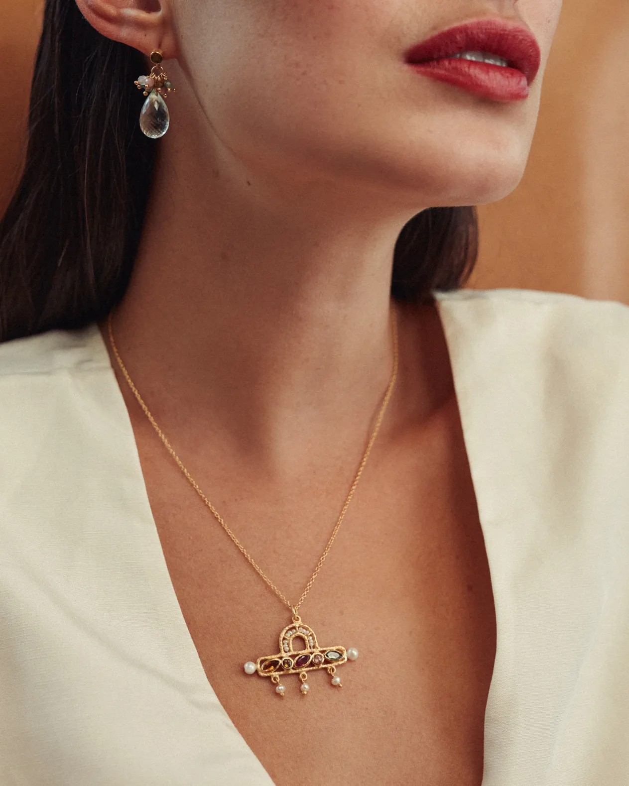 Roxanne pendant with tourmaline and pearl