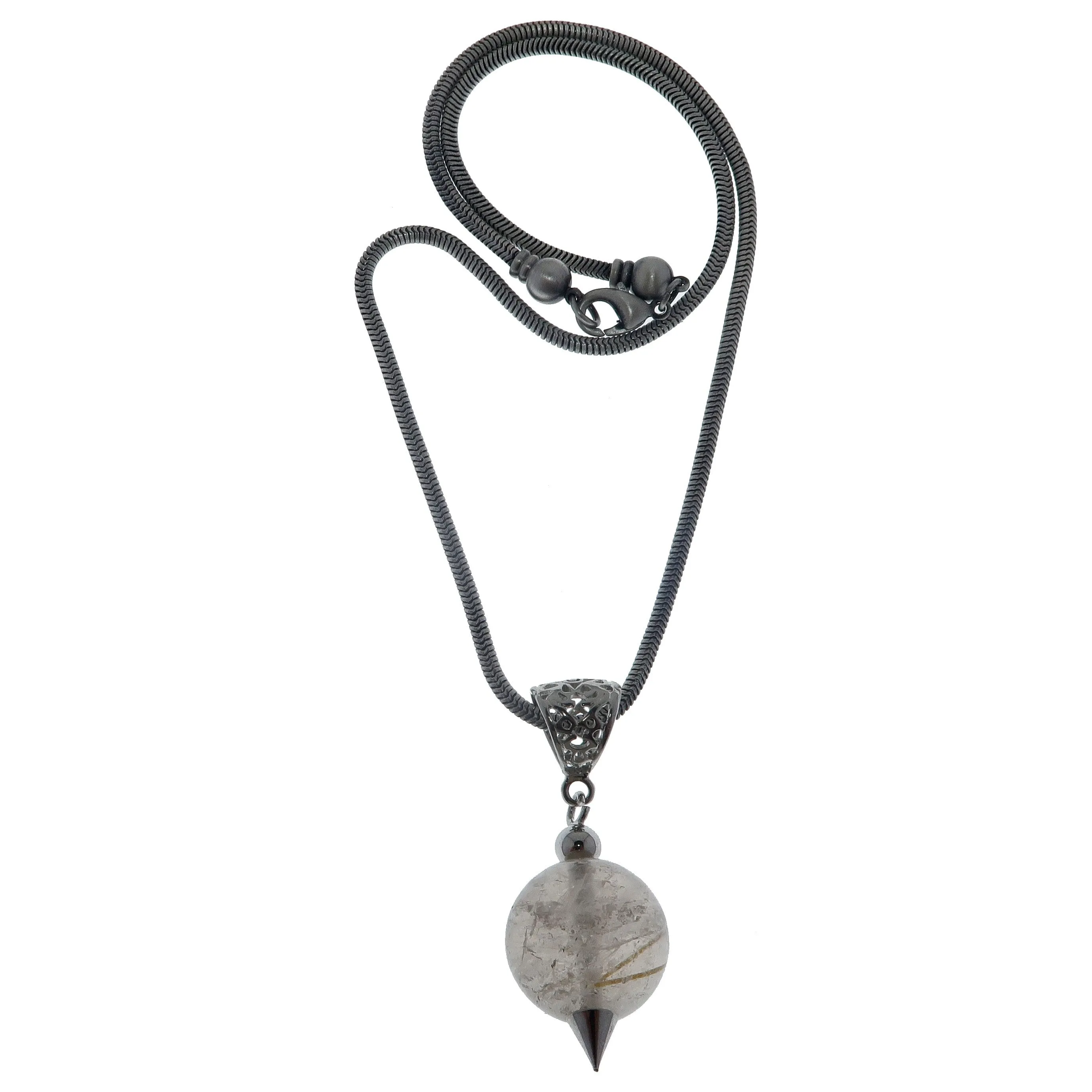 Rutilated Quartz Necklace Magical Gold Crystal Ball