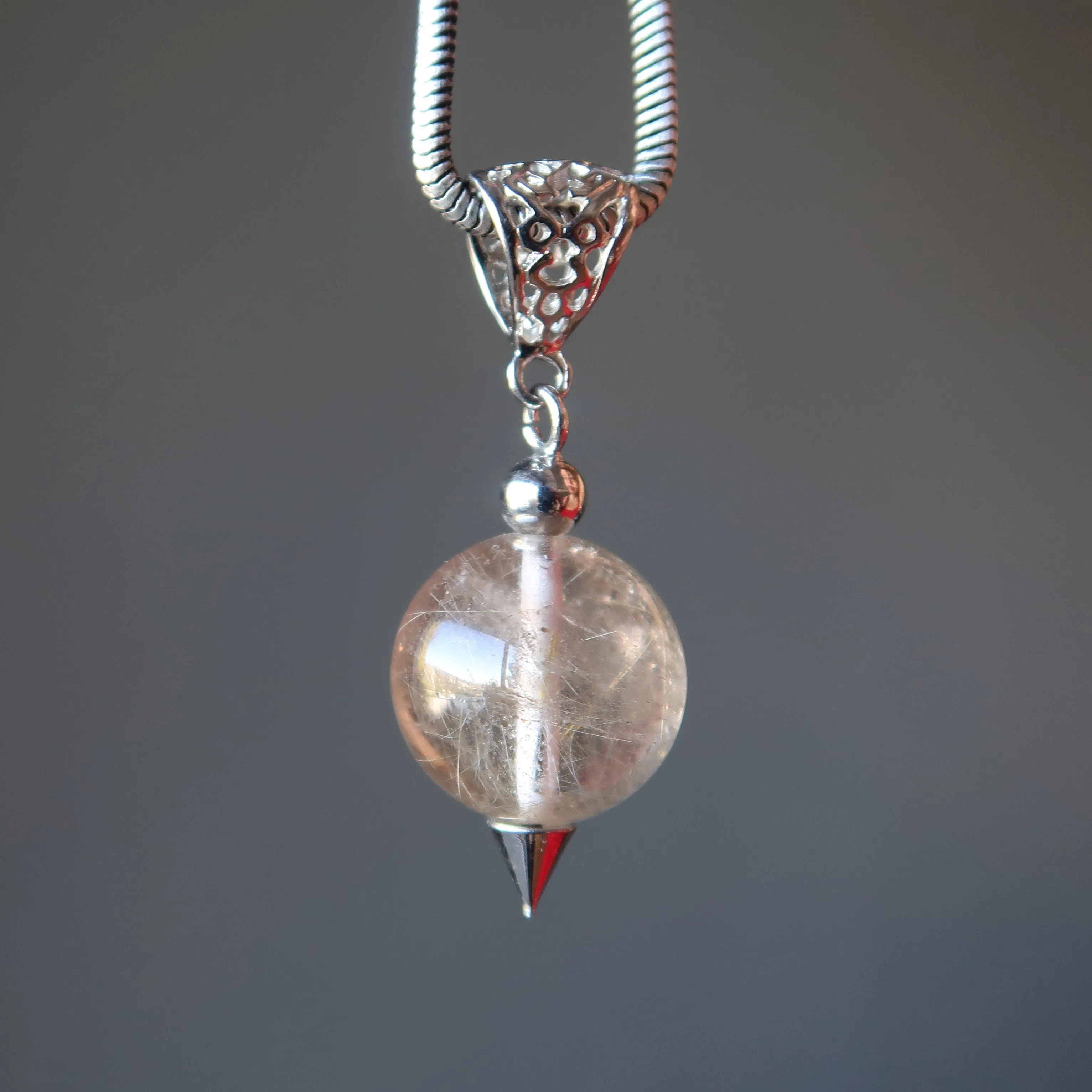 Rutilated Quartz Necklace Magical Gold Crystal Ball