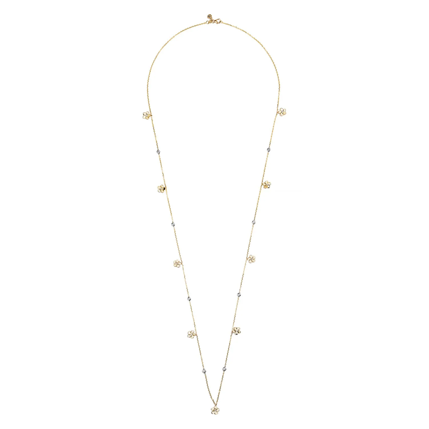 Sabel Collection 18K Yellow and White Gold Diamond Flower Station Necklace