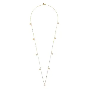 Sabel Collection 18K Yellow and White Gold Diamond Flower Station Necklace