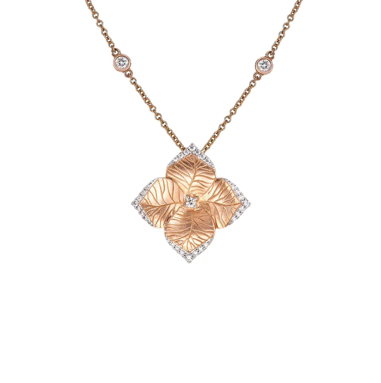 Sabel Collection Mixed Metals Large Flower Diamond Necklace
