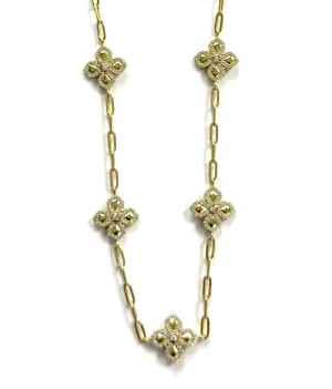 Sandy 5 Flower Necklace With Paperclip Chain