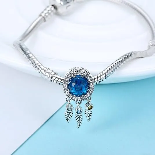 Sapphire Dreamcatcher Protection Silver Charms Beads Pendants