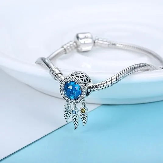 Sapphire Dreamcatcher Protection Silver Charms Beads Pendants