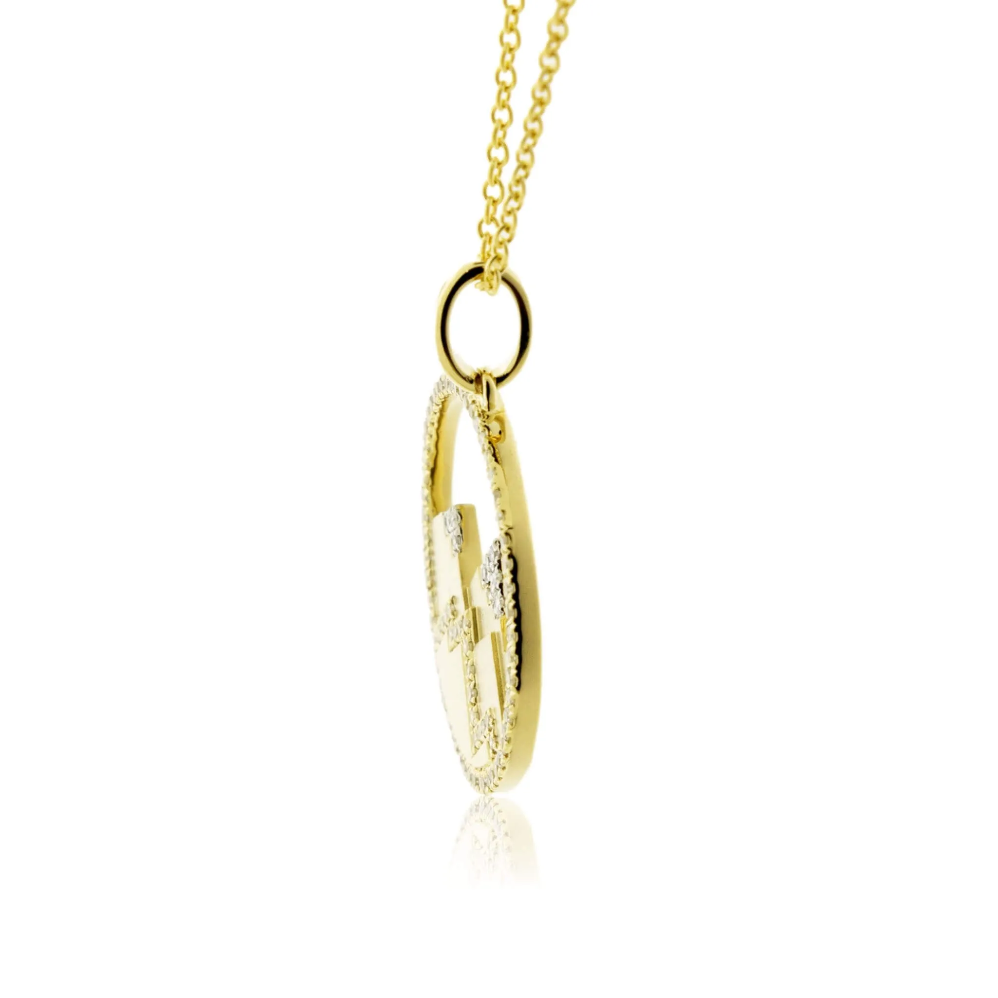 Satin Finish Flush Set Diamond Mountain Disc Pendant