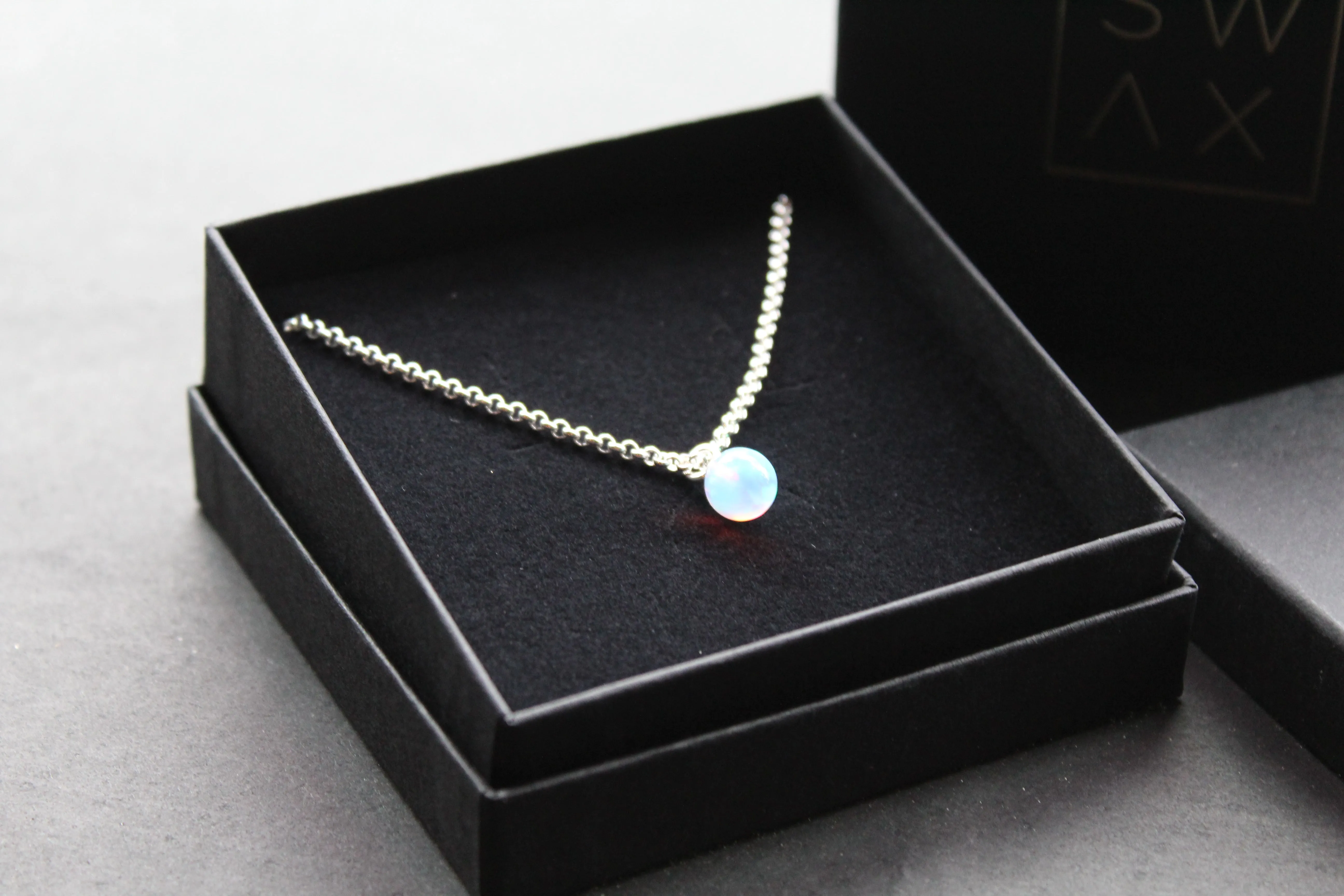 Sea Opal on Silver Chunky Chain