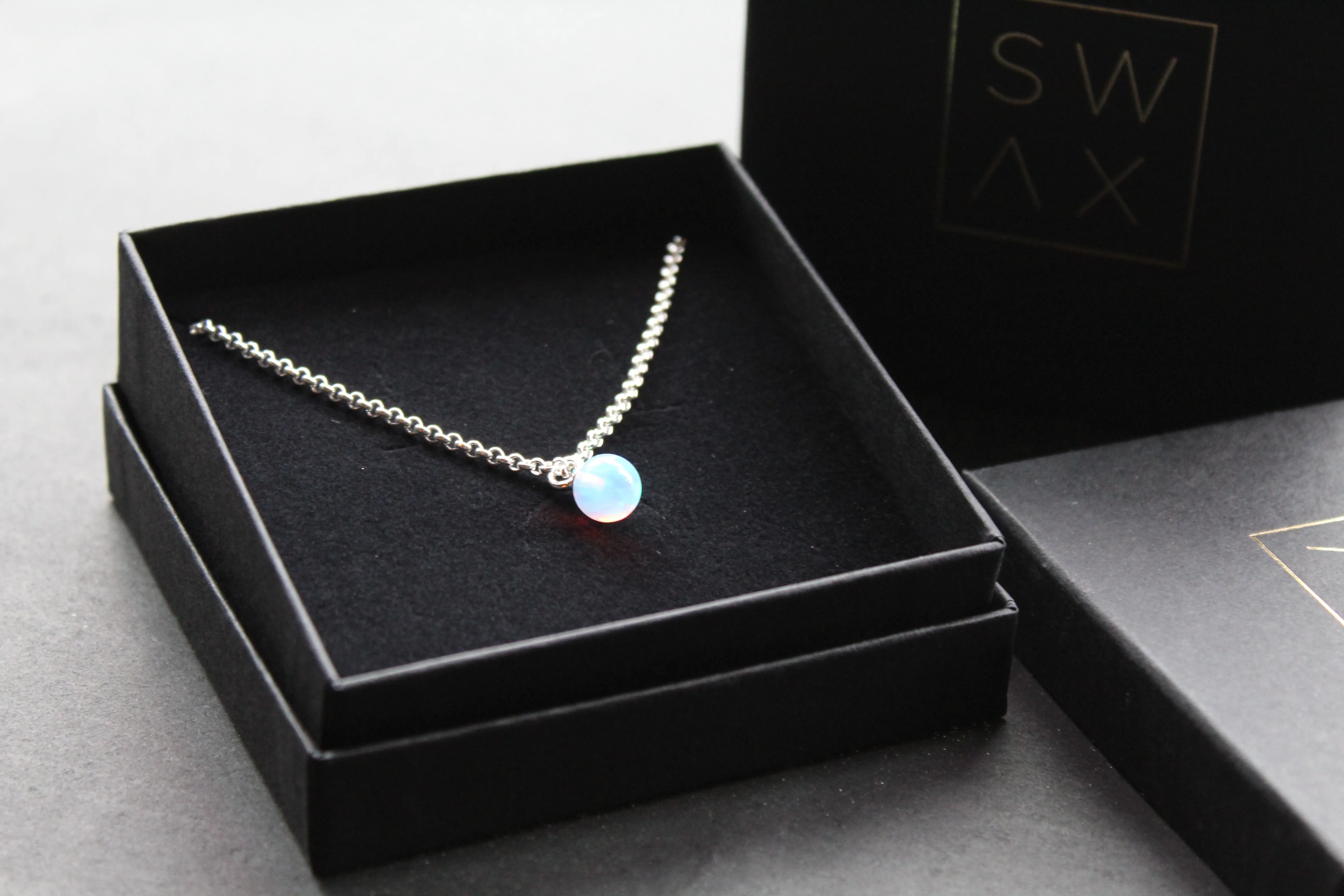 Sea Opal on Silver Chunky Chain
