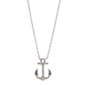 Secret Box™  White Gold Dipped Anchor Necklace